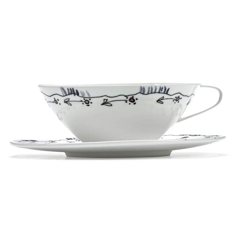 Marni Midnight Flowers Tea Cup & Saucer Set Of 2 - Anemone Milk image number 1